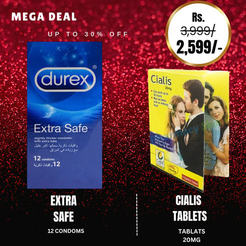 Durex Extra Safe Condoms 12-Pack + Cialis 20mg Tablet