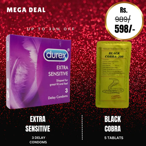 Durex Extra Sensitive Condom (Pack Of 3) + Black Cobra 200mg Sildenafil Citrate Tablet - 5