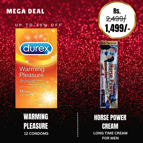 Durex Warming Pleasure Condom - Pack Of 12 + Horse Power Cream