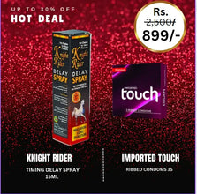 HOT DEAL Knight Rider Delay Spray +  Imported Touch Ribbed Condoms