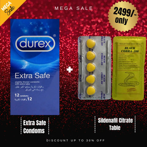 Pack Of 2 Durex Extra Safe Condoms 12-Pack + Black Cobra 200mg Sildenafil Citrate Tablet - 5