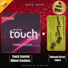 Pack Of 2 Imported Touch Scented Ribbed Condoms 3s + Double Power 200mg Sildenafil Citrate Tablets