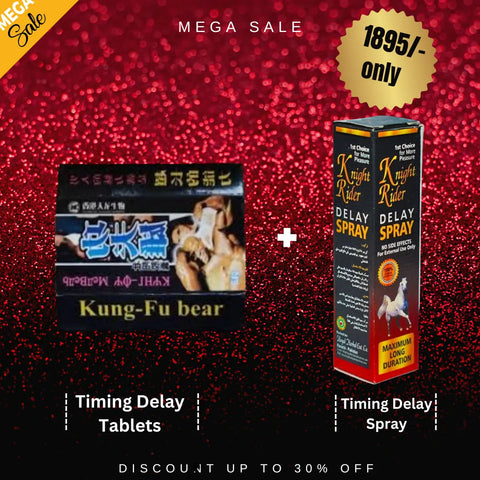 Pack Of 2 Knight Rider 4 Timing Delay Tablets For Men Imported - Uk + Knight Rider Mens Timing Delay Spray 15ml