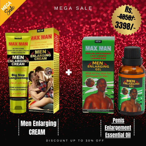 Pack Of 2 Max Man Men Enlarging CREAM (Yellow) 50 Ml New Advanced Formula + Max Man Penis Enlargement Essential Oil