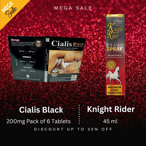 Pack Of 2 Cialis Black UK(200 Mg) Pack Of 6 + Knight Rider Spray